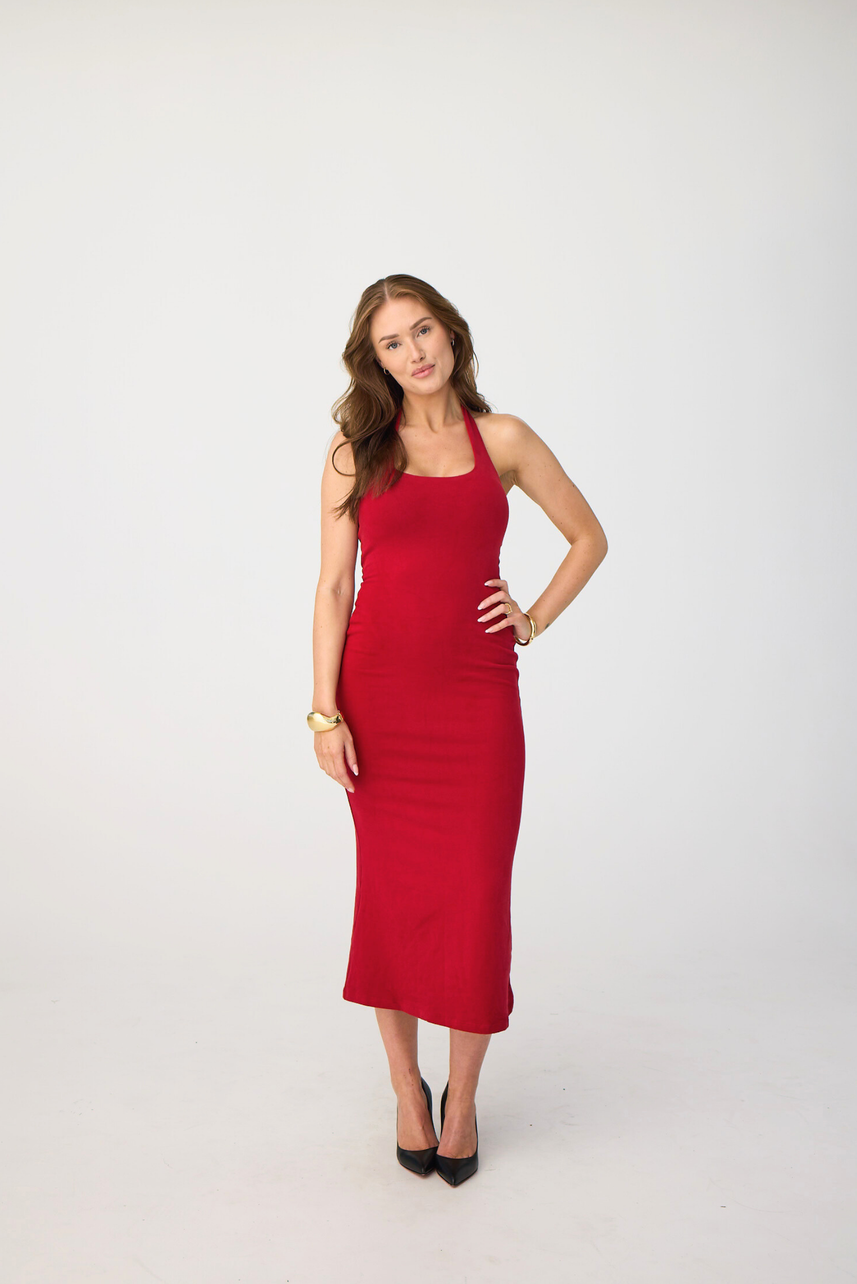 SOFT HALTERNECK MIDI DRESS