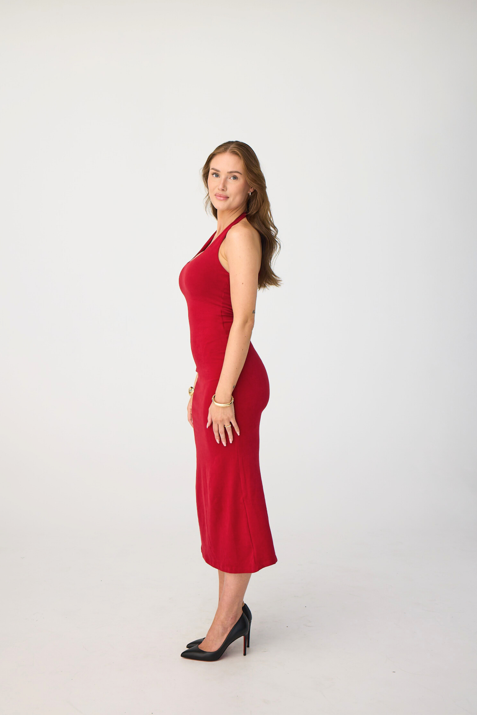 SOFT HALTERNECK MIDI DRESS