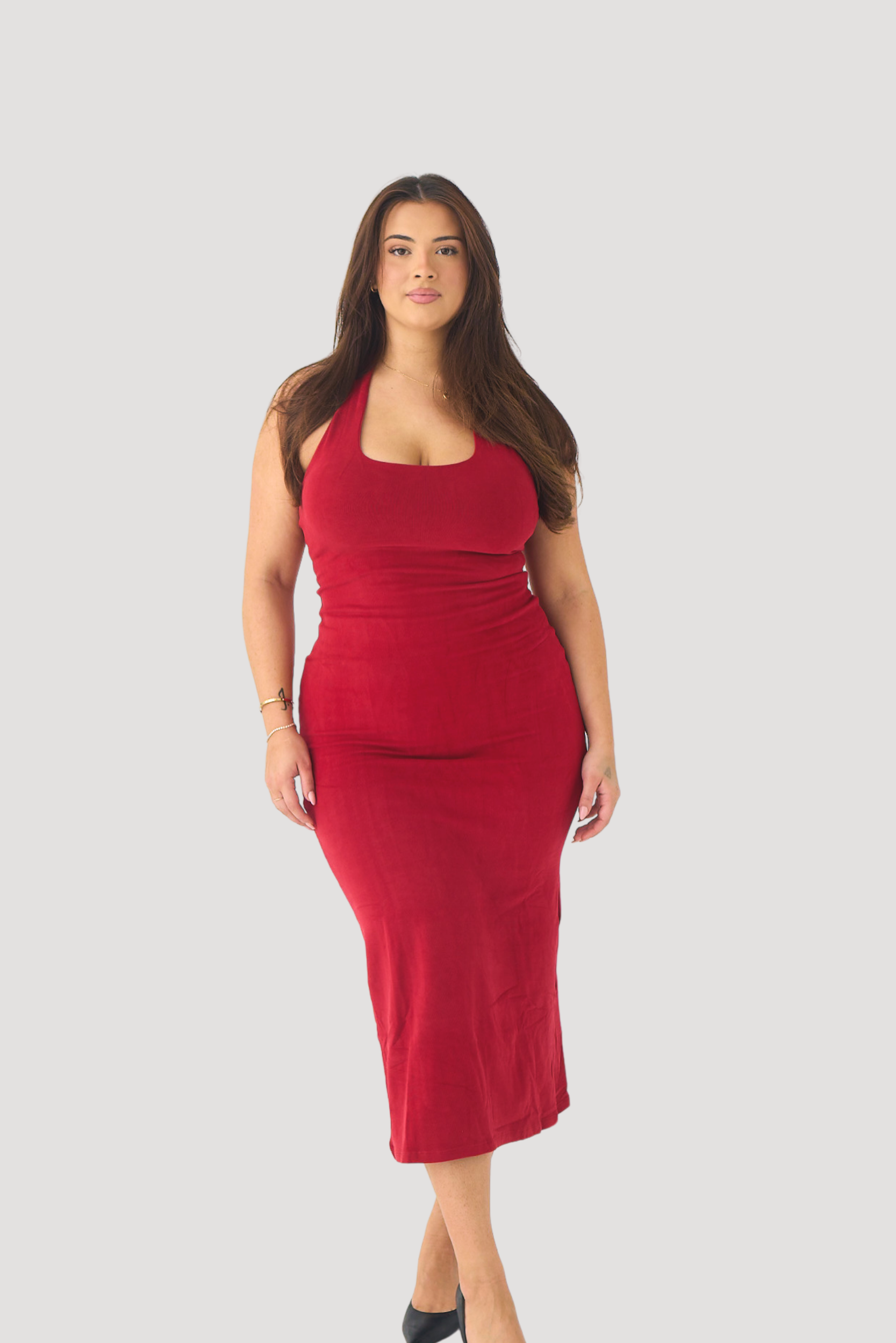 SOFT HALTERNECK MIDI DRESS