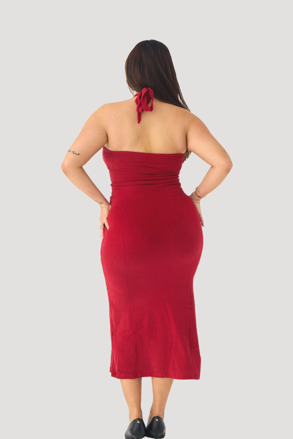 SOFT HALTERNECK MIDI DRESS